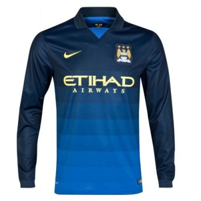 Футбольная футболка для детей Manchester City Гостевая 2014 2015 лонгслив (рост 128 см)