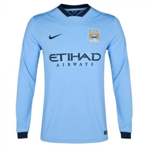 Футбольная футболка для детей Manchester City Домашняя 2014 2015 лонгслив (рост 128 см)