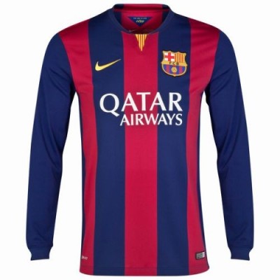 Футбольная футболка для детей Barcelona Домашняя 2014 2015 лонгслив (рост 128 см)
